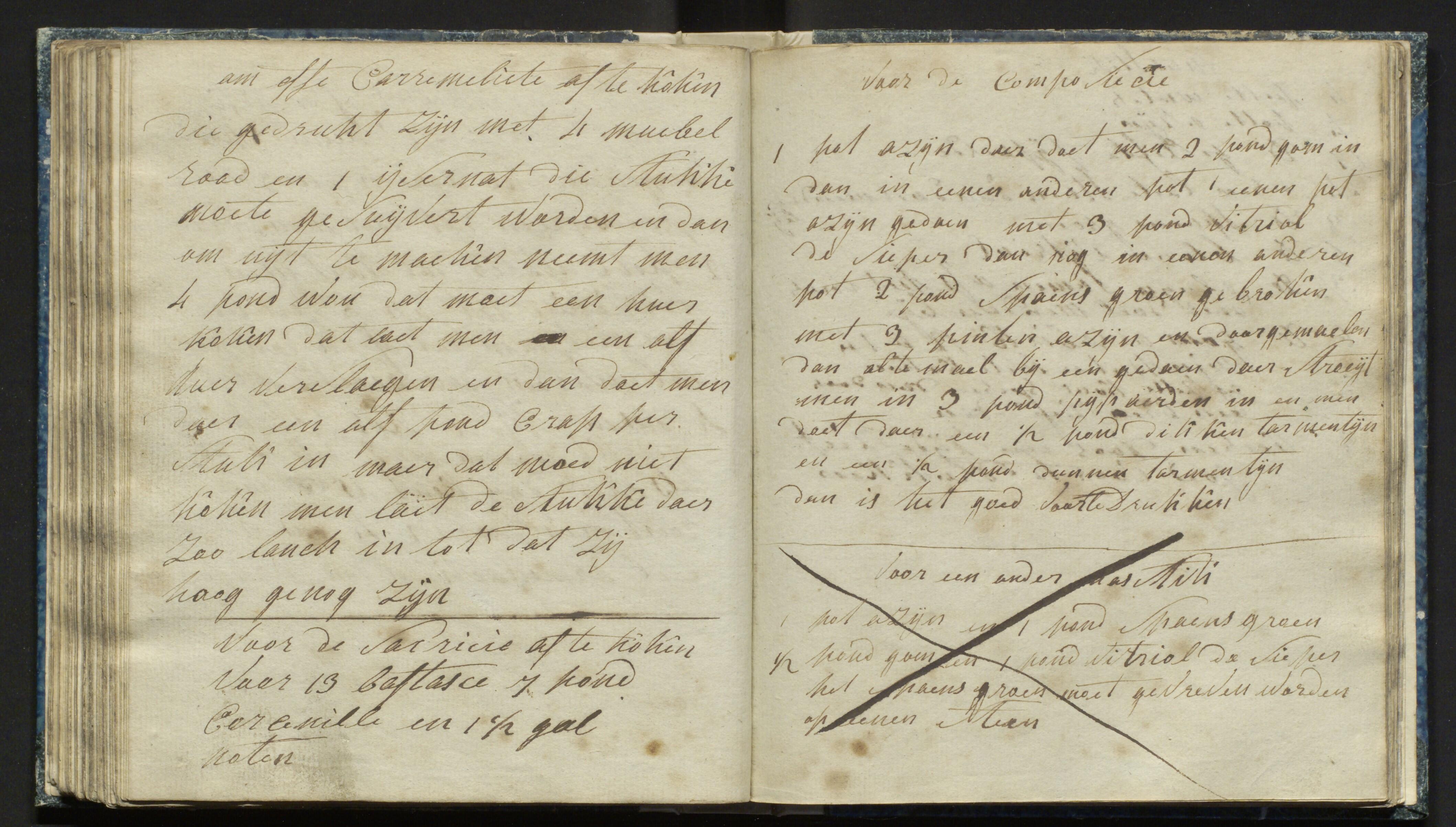 Receptenboek vermoedelijk geschreven door meesterverver Faes, Collectie Textielmuseum Tilburg.