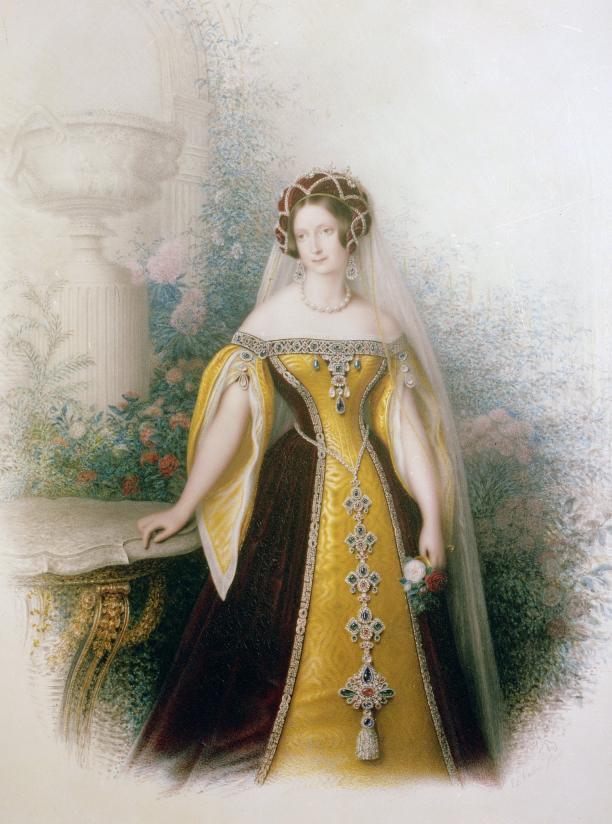 Koningin Anna Paulowna verkleed als Margaretha van Anjou (J.C. Valois, 1845, collectie Koninklijke Verzamelingen, Den Haag)