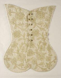 Stomacher ca. 1720 Materiaal linnen, zijde Brits voorbeeld - Corded Quiltin