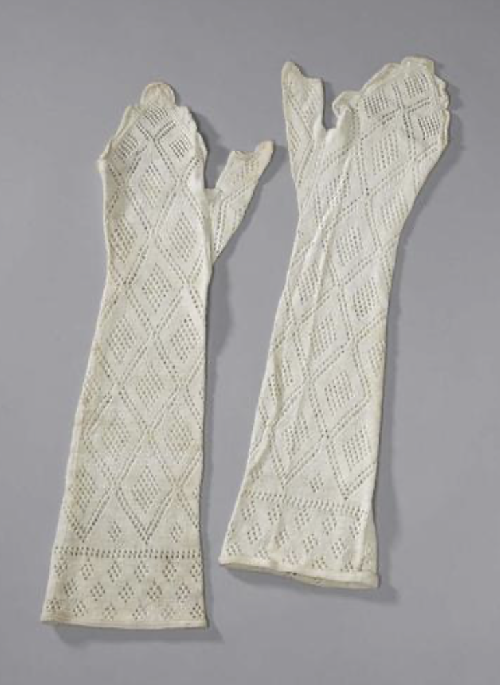 Paar witte katoenen mitaines, 1750/1799.