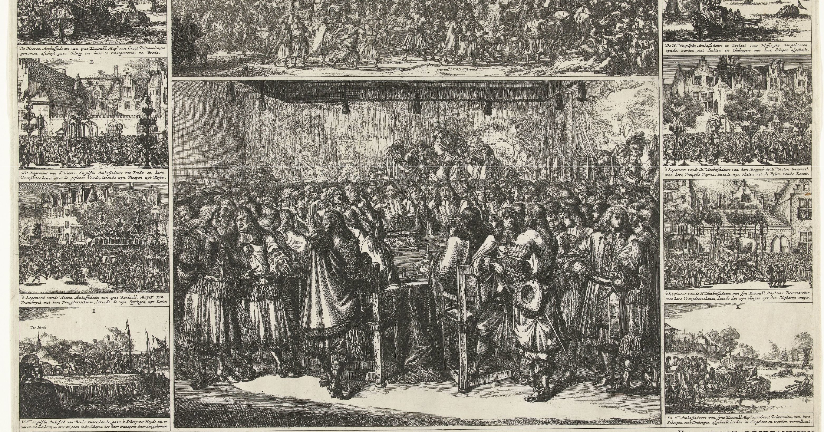 Ambternaren en generaals gekleed in rhinograve en rockkostuums, Rijksmuseum RP-P-QB-79-261.