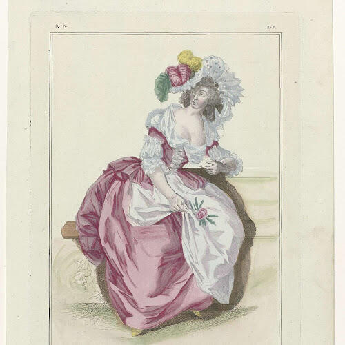 Gallerie des Modes et Costumes Français, 1784, && 278 : L'agaçante Finett (...), Nicolas Dupin, naar Jean Antoine Watteau, ca. 1784