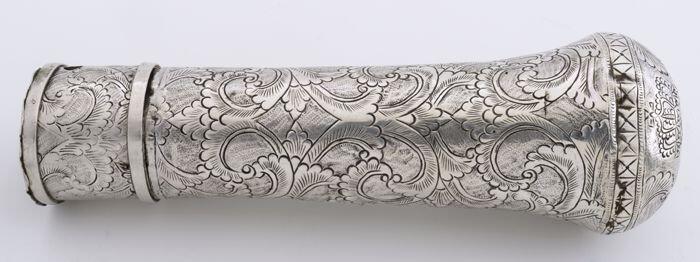 Zilveren wandelstok handvat met rocailles, 1900-1940. Museum Rotterdam 53.
