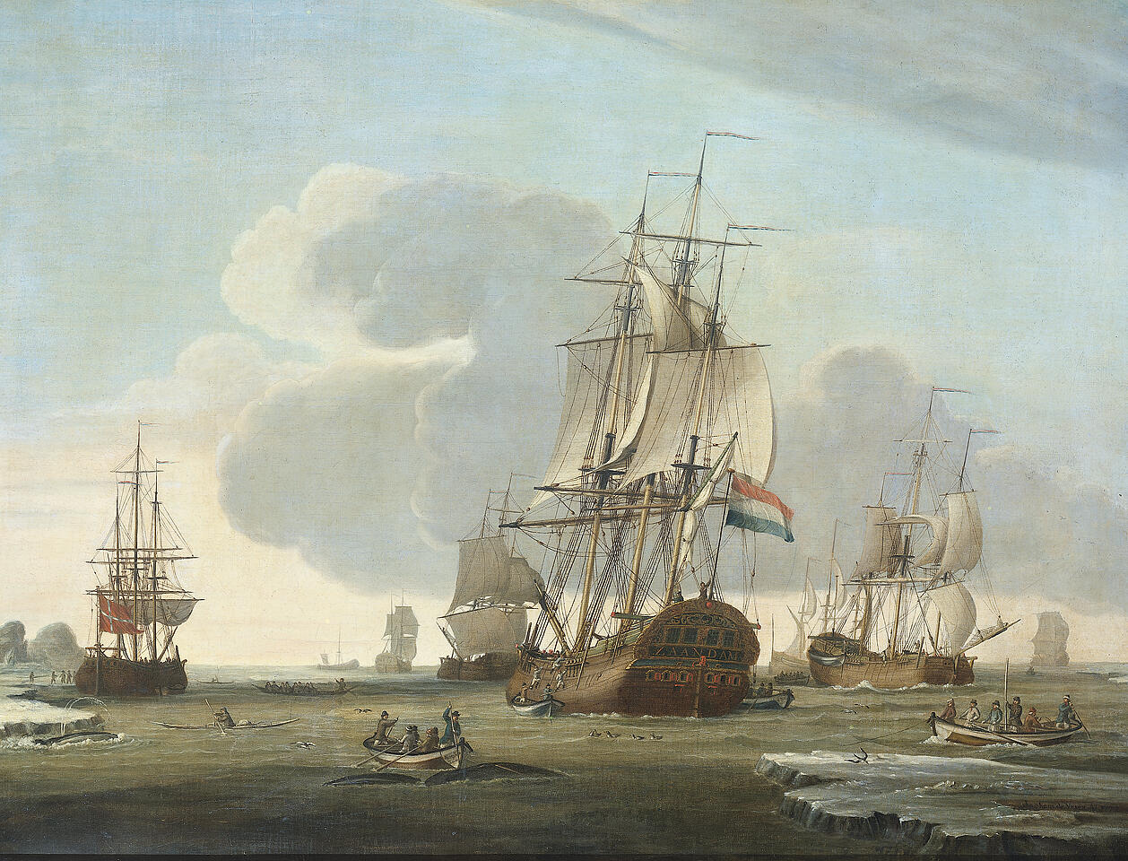 De Groenlandvaarder 'Zaandam' van rederij Claes Taan en Zn, Zaandam, op de walvisvangst, 1772
