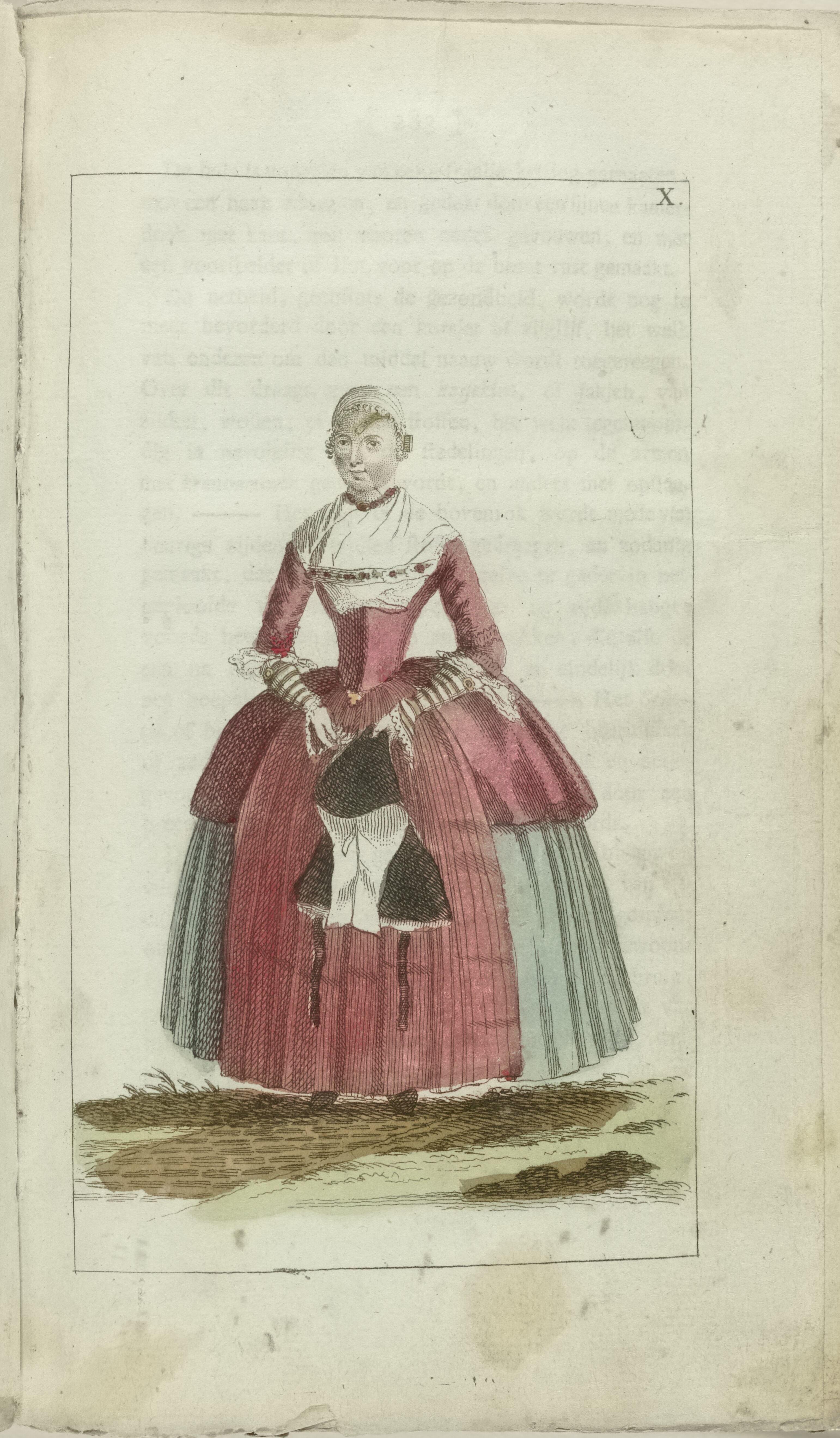 Prent uit het Kabinet van mode en smaak 1791, pl. X. Collectie Rijksmusuem, objectnummer: BI-1976-1081-9.