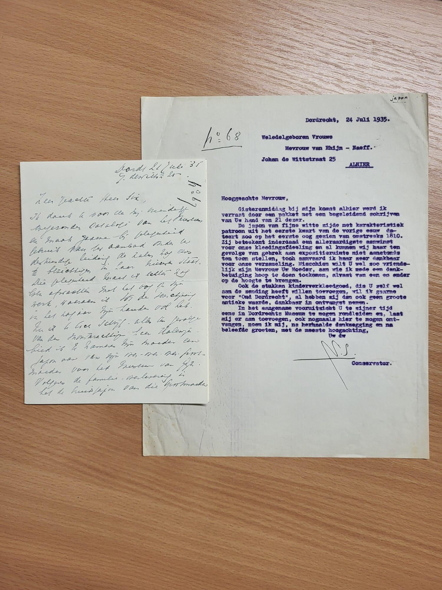 Brief van Top Naeff aan E.W.C. Six