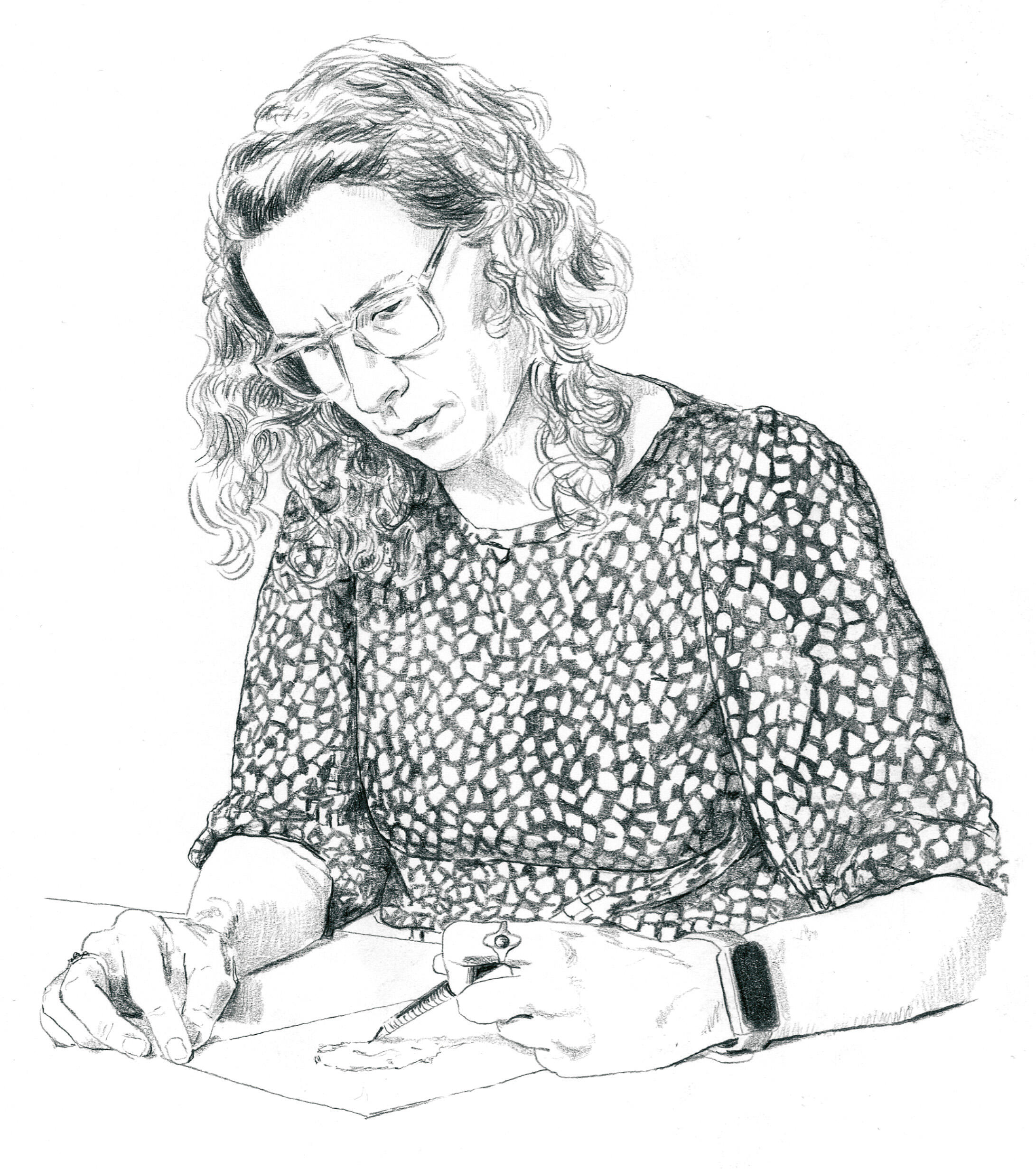 Linda Rusconi, zelfportret, tekening. Foto met dank aan Linda Rusconi©