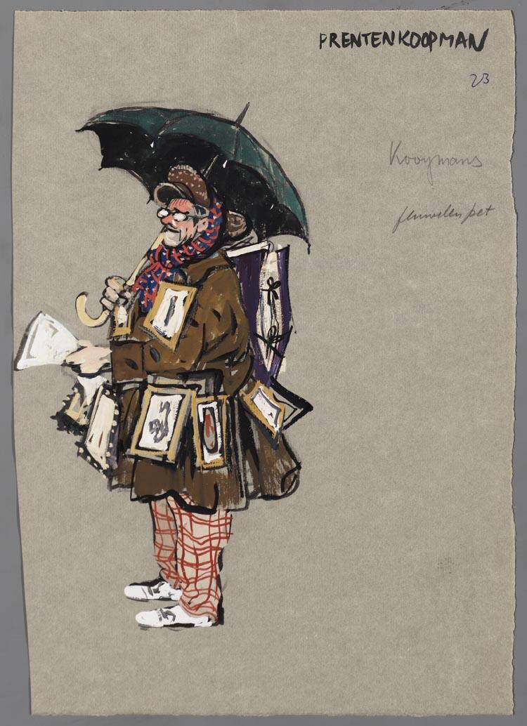 Kostuumontwerp voor de prentenkoopman uit Raskolnikoff (Heinrich Sutermeister)