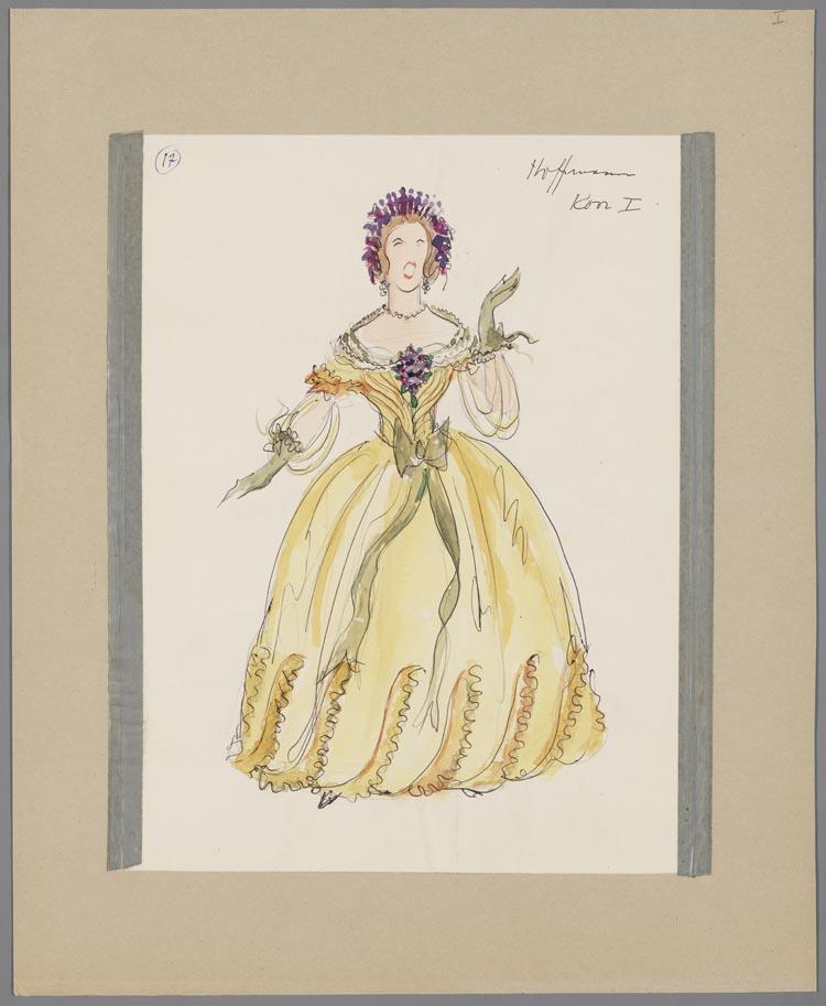 Kostuumontwerp voor Hoffmann's Vertellingen (Jacques Offenbach) door Karel Bruckman
