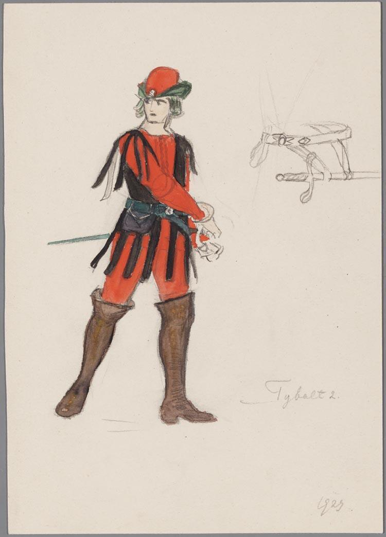 Kostuumontwerp voor Tybalt in Romeo & Juliet, door F.W.S. van Thienen