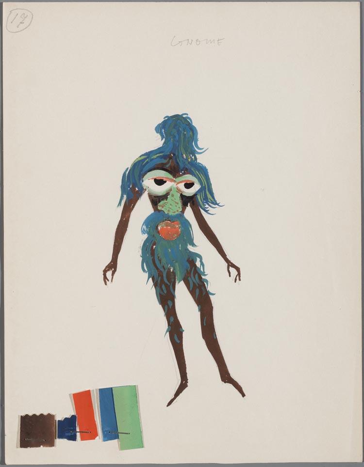 Kostuumontwerp voor Een Gnoom in Die Lustigen Weiber von Windsor (Otto Nicolai) door Ruodi Barth