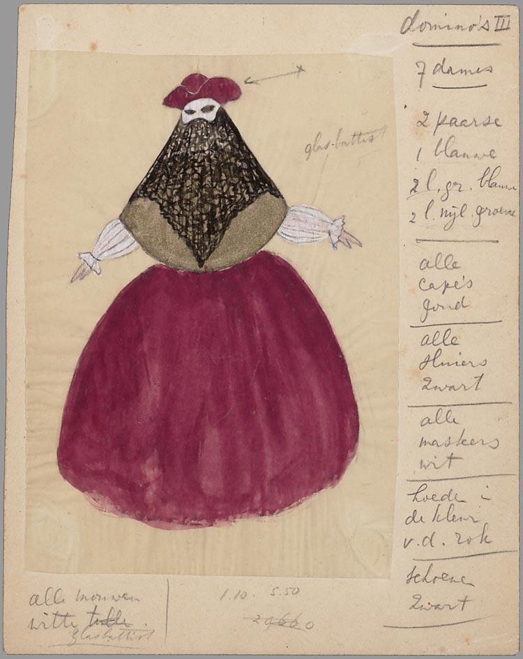 Kostuumontwerp voor zeven dames in Les contes d'Hoffmann