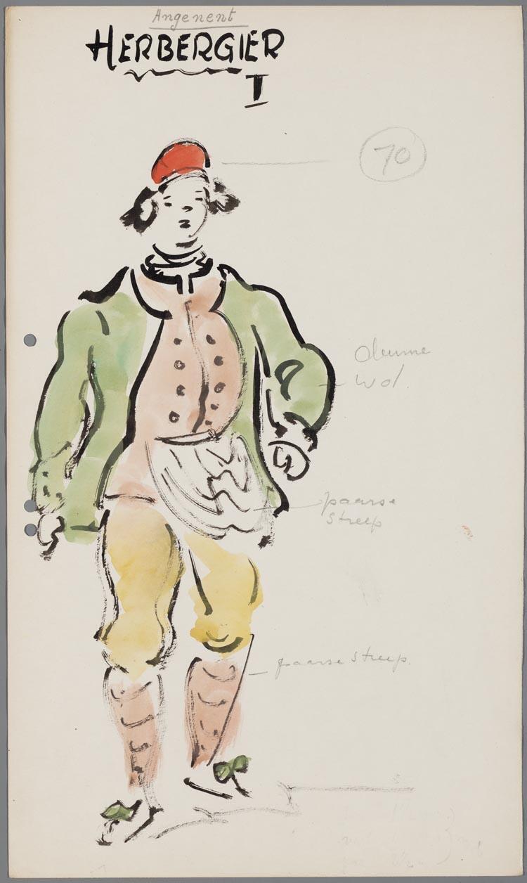 Kostuumontwerp voor Henk Angenent als de herbergier uit Manon (Jules Massenet) door Gerard Hordijk