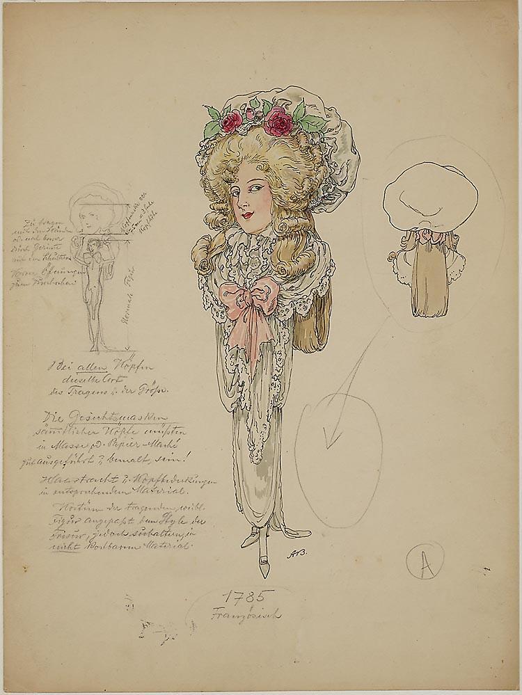 Kostuumontwerp voor 1785 Französisch in Henri ter Hall Revue