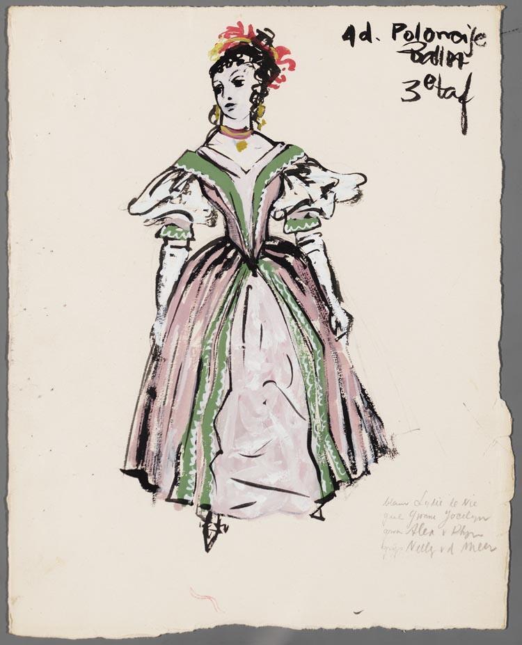 Kostuumontwerp voor het ballet uit Pique Dame (Pjotr Iljitsj Tsjaikovski) door Hans van Norden