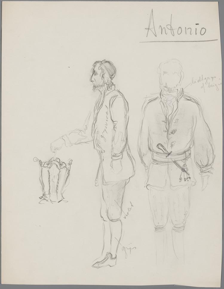 Kostuumschets voor Antonio uit Mignon (Ambroise Thomas) door Wim Vesseur