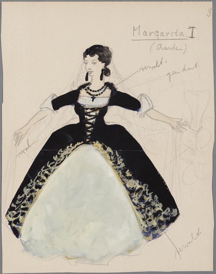 Kostuumontwerp voor Margarita uit De vier huistirannen (Ermanno Wolf-Ferrari)
