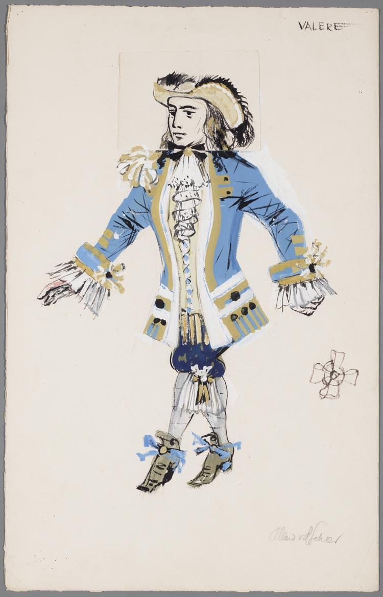 Kostuumontwerp voor Valerius uit Tartuffe (Molière)