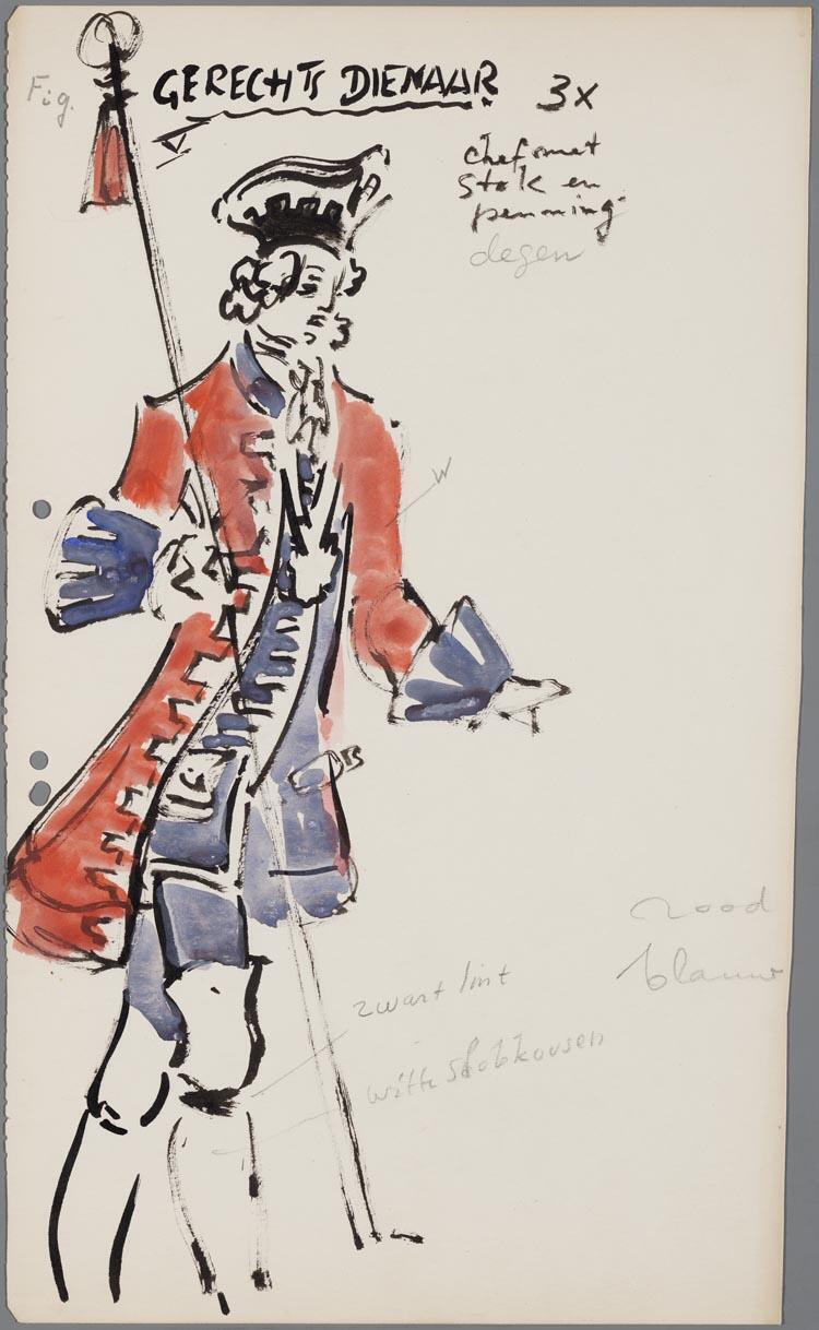 Kostuumontwerp voor een gerechtsdienaar uit Manon (Jules Massenet) door Gerard Hordijk