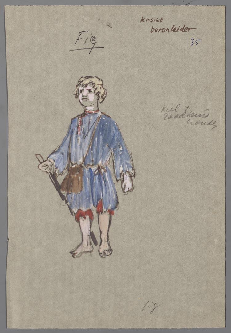 Kostuumontwerp voor de knecht van de berenleider uit Raskolnikoff (Heinrich Sutermeister)