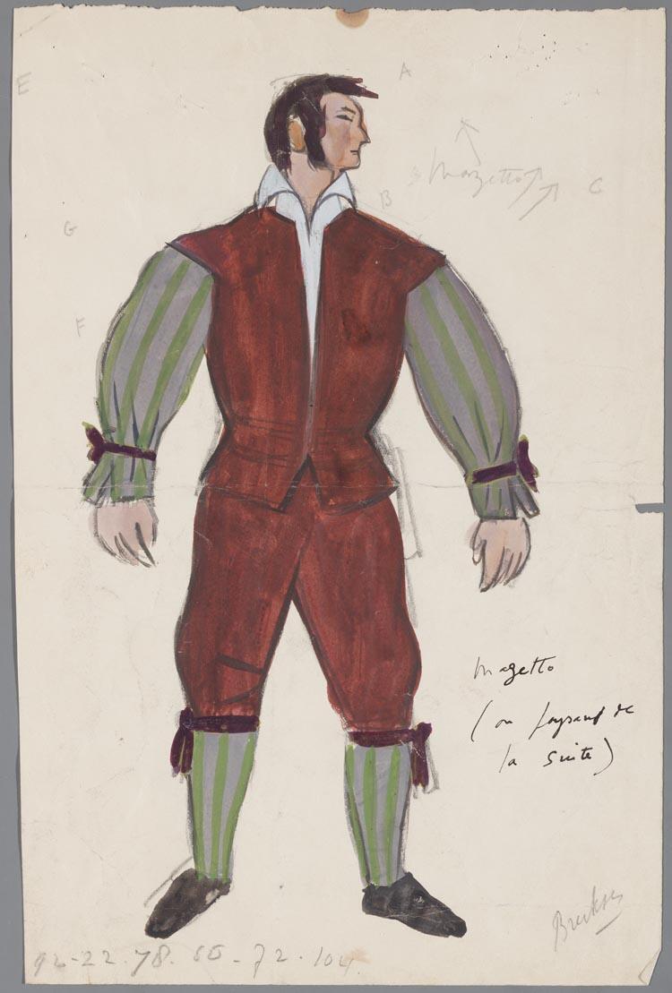 Kostuumontwerp voor Masetto in Don Giovanni