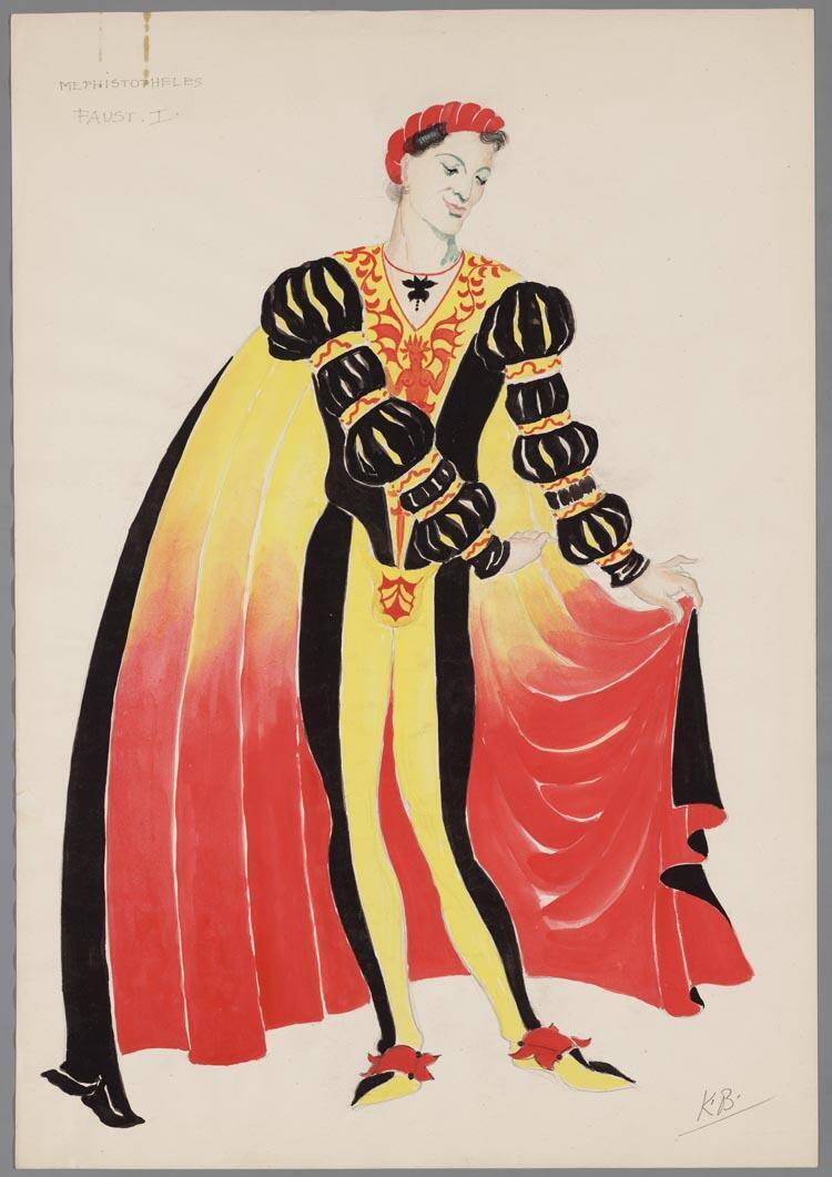 Kostuumontwerp voor Mephistopheles in Faust (Goethe) door Karel Bruckman