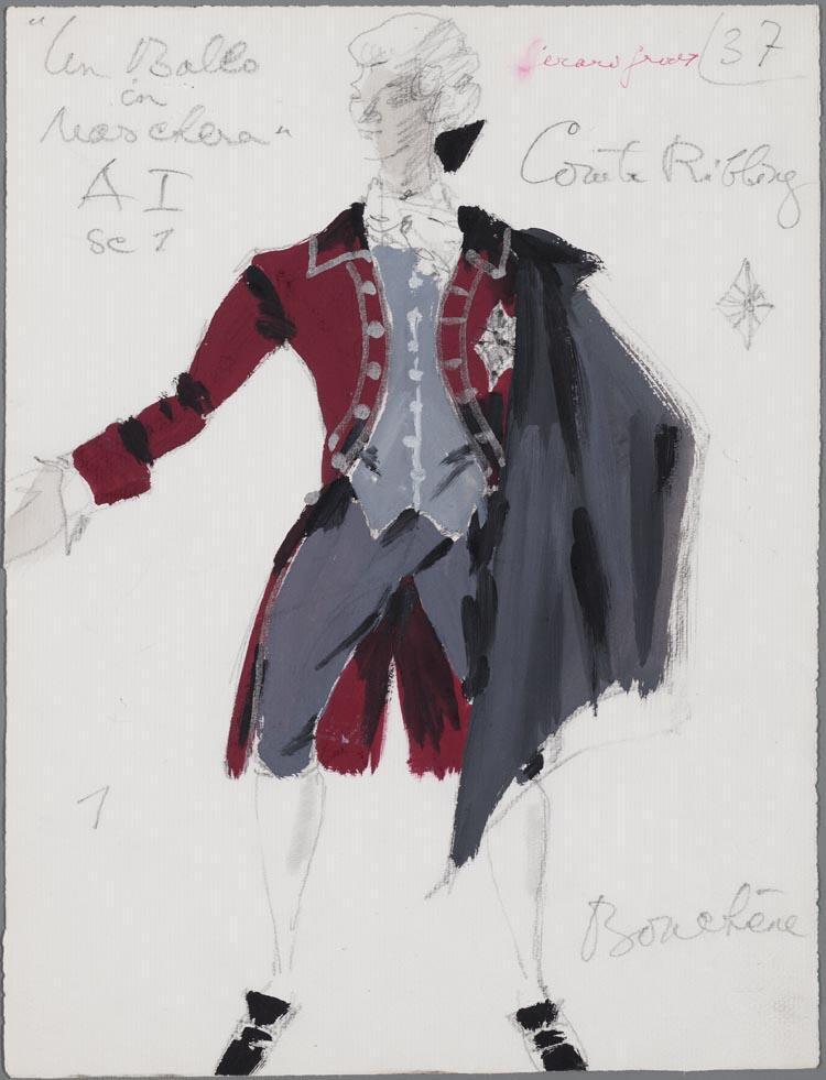 Kostuumontwerp voor Comte Ribbing in Un ballo in Maschera
