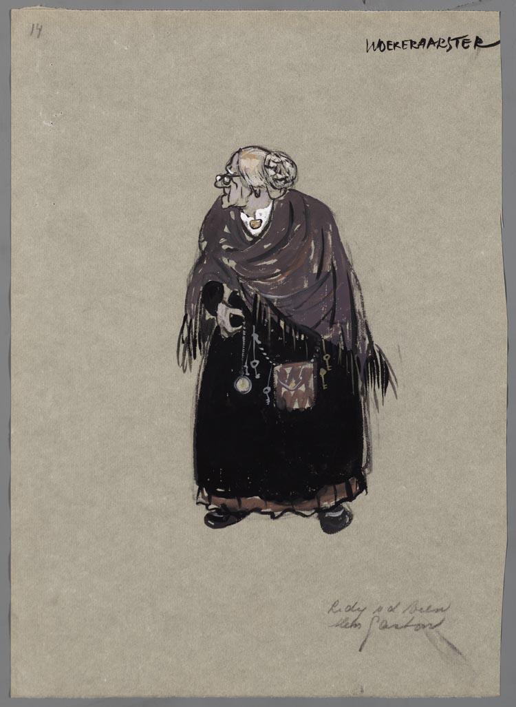 Kostuumontwerp voor de woekeraarster uit Raskolnikoff (Heinrich Sutermeister)