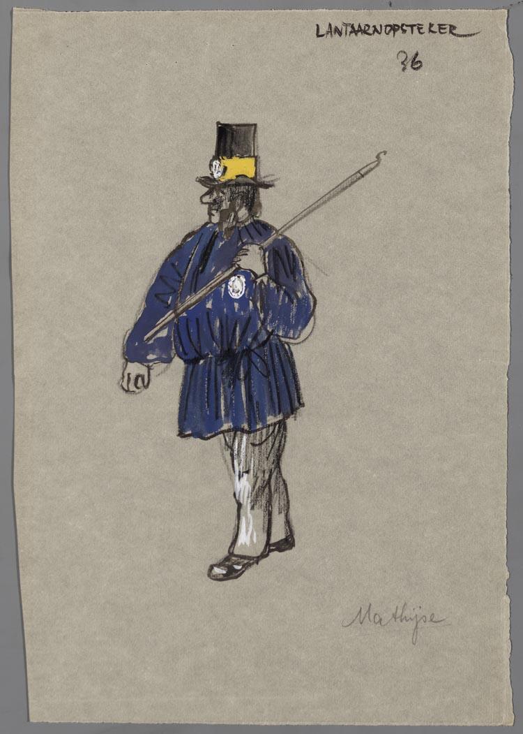 Kostuumontwerp voor de lantaarnopsteker uit Raskolnikoff (Heinrich Sutermeister)