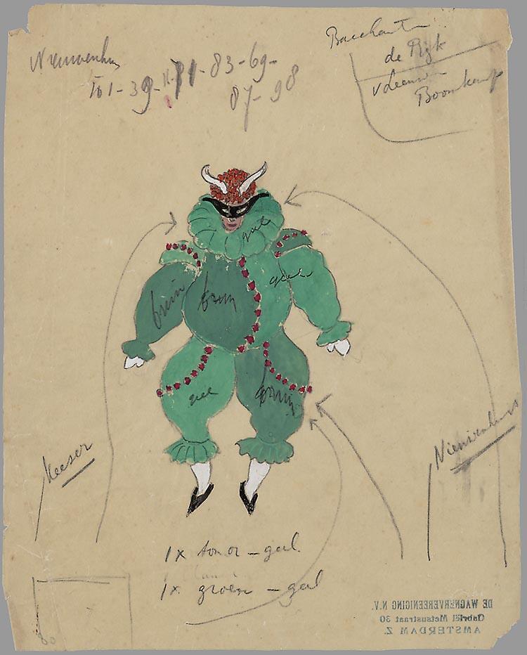 Kostuumontwerp voor een bacchant in Les contes d'Hoffmann