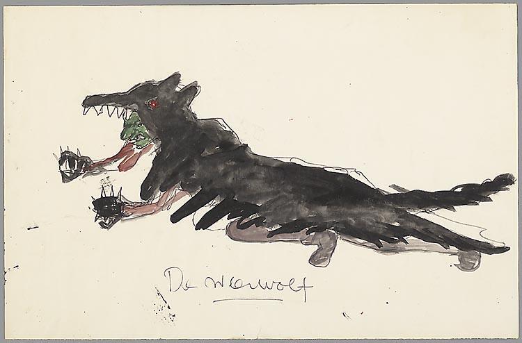 Kostuumontwerp voor de weerwolf uit Tijl Uilenspiegel