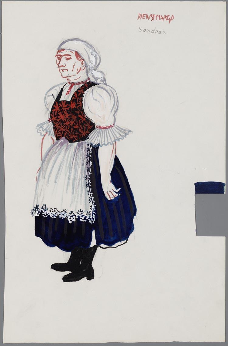 Kostuumontwerp voor de Dienstmaagd in Jenufa (Leos Janácek), door Hans van Norden