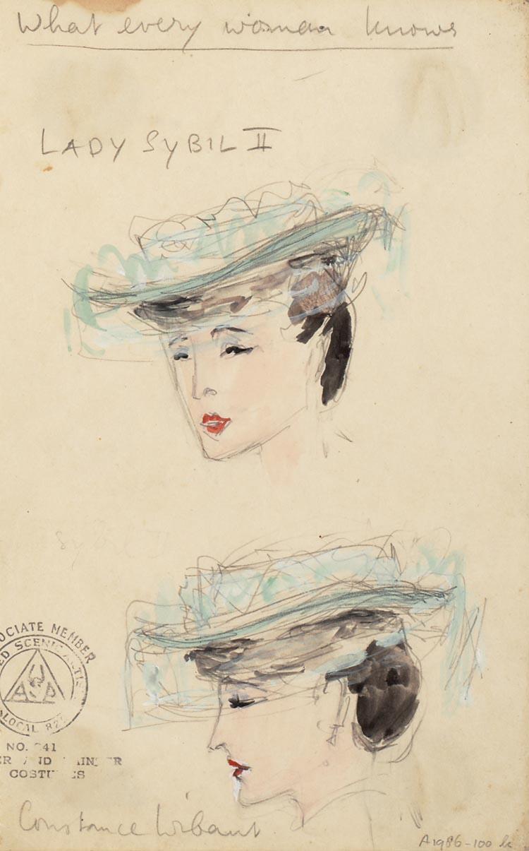 Ontwerp voor een hoofddeksel voor Lady Sybil uit Wat iedere vrouw wel weet