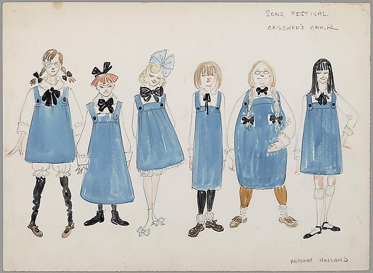 Kostuumontwerp voor Children's Choir in Snip en Snap revue Uit en Thuis