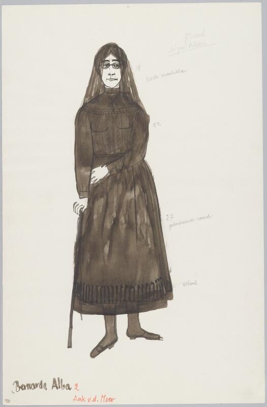 Kostuumontwerp voor Ank van der Moer als Bernarda Alba 2 in Het huis van Bernarda Alba