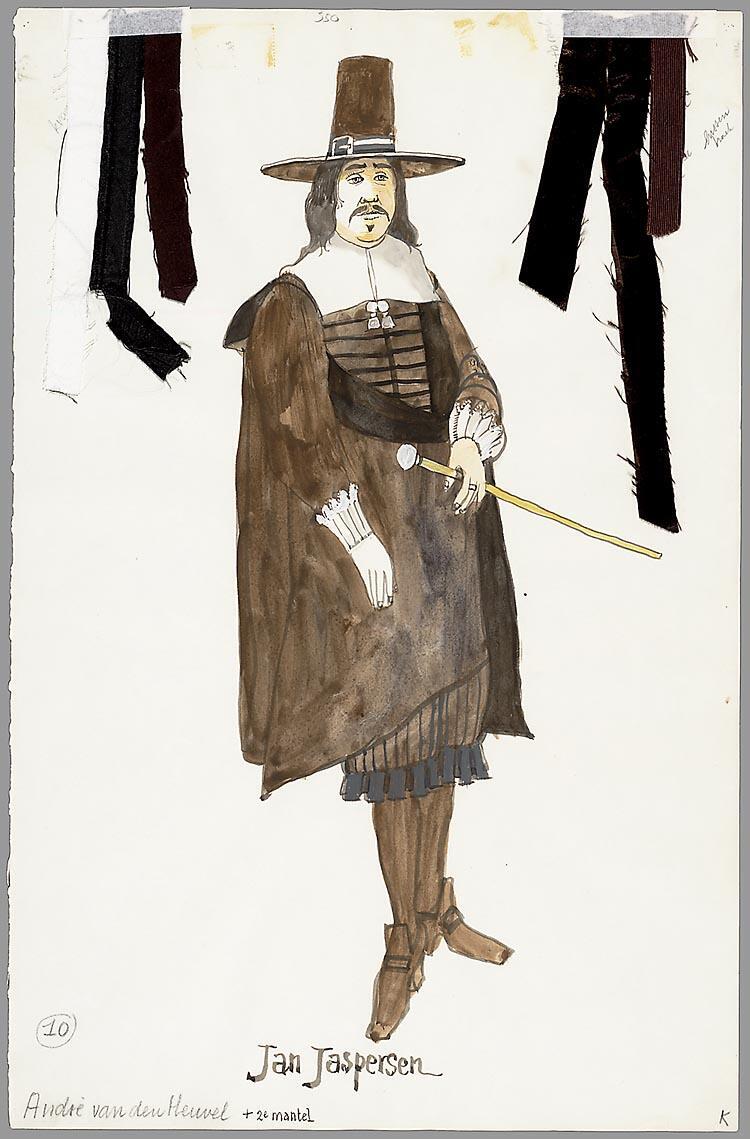 Kostuumontwerp voor André van den Heuvel als Jan Jaspersen in Jan Klaasz in 't kattegat