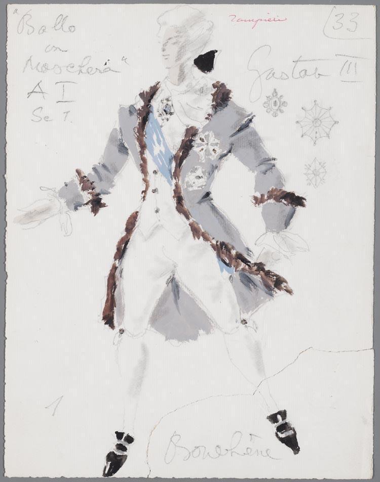 Kostuumontwerp voor Gustav III in Un ballo in Maschera