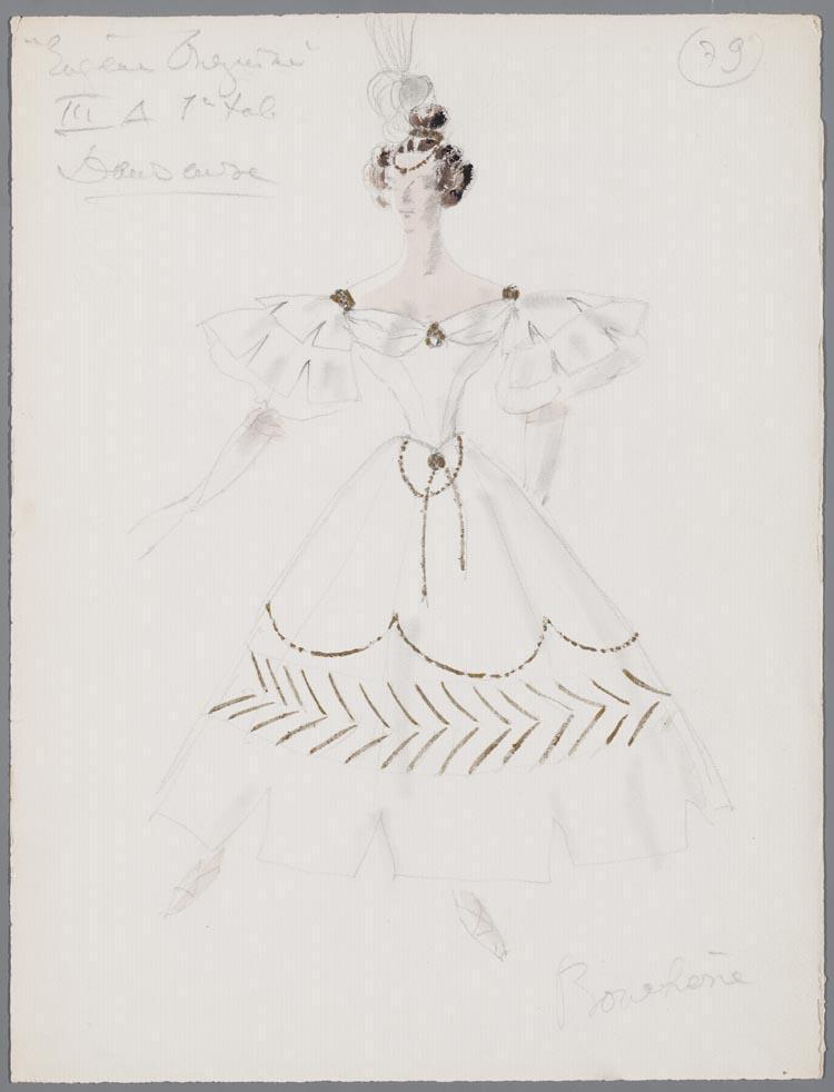 Kostuumontwerp voor een danseres in Eugen Onegin