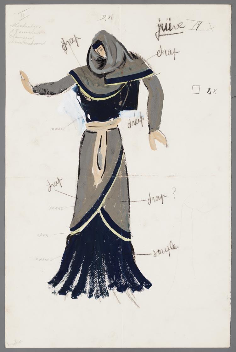 Kostuumontwerp voor een jodin in Samson et Dalila (Camille Saint-Saëns) door Abdelkader Farrah