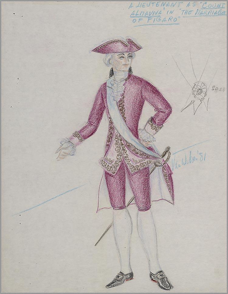 Kostuumontwerp voor Count Almaviva in The Mariage of Figaro