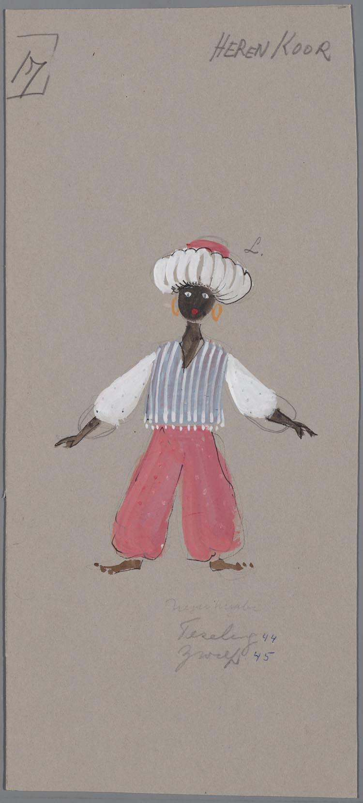 Kostuumontwerp voor L' Italiana in Algeri (Gioacchino Rossini) door Jan Schlubach