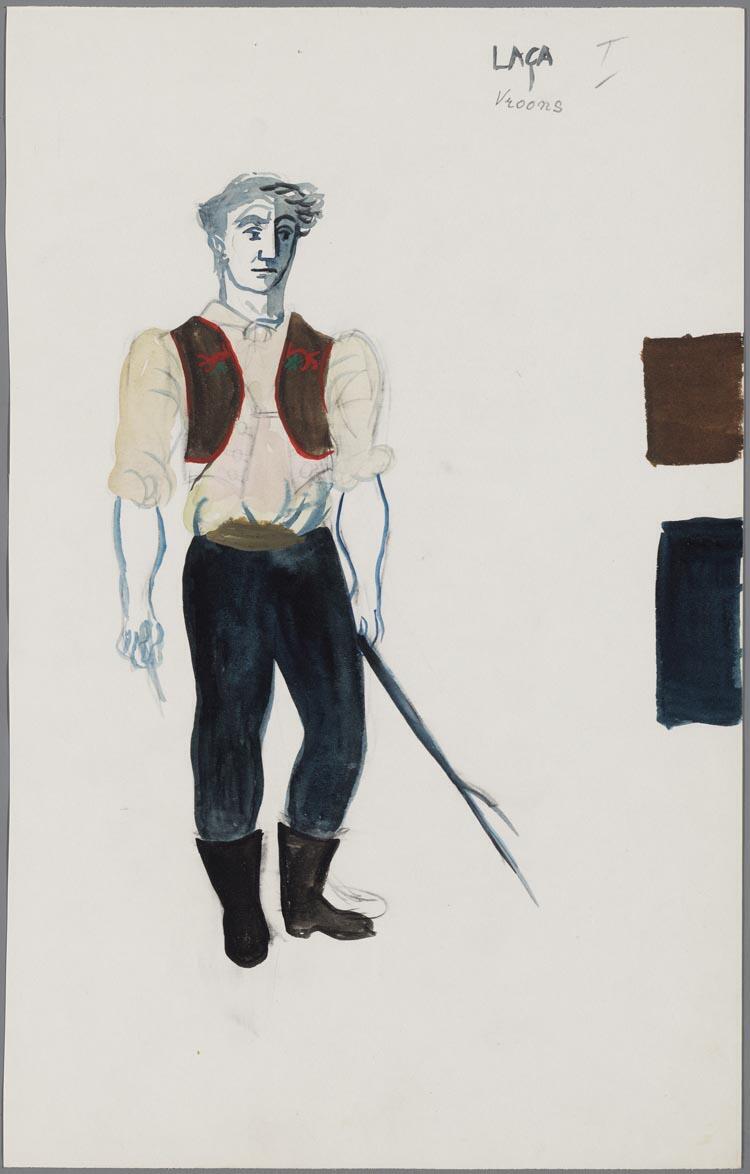Kostuumontwerp voor Frans Vroons als Laca in Jenufa (Leos Janácek), door Hans van Norden