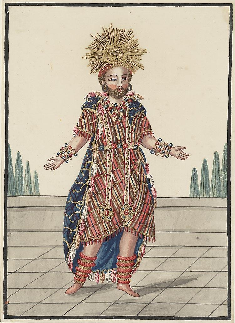 Kostuumontwerp voor een Zonnekoning of Inca priester