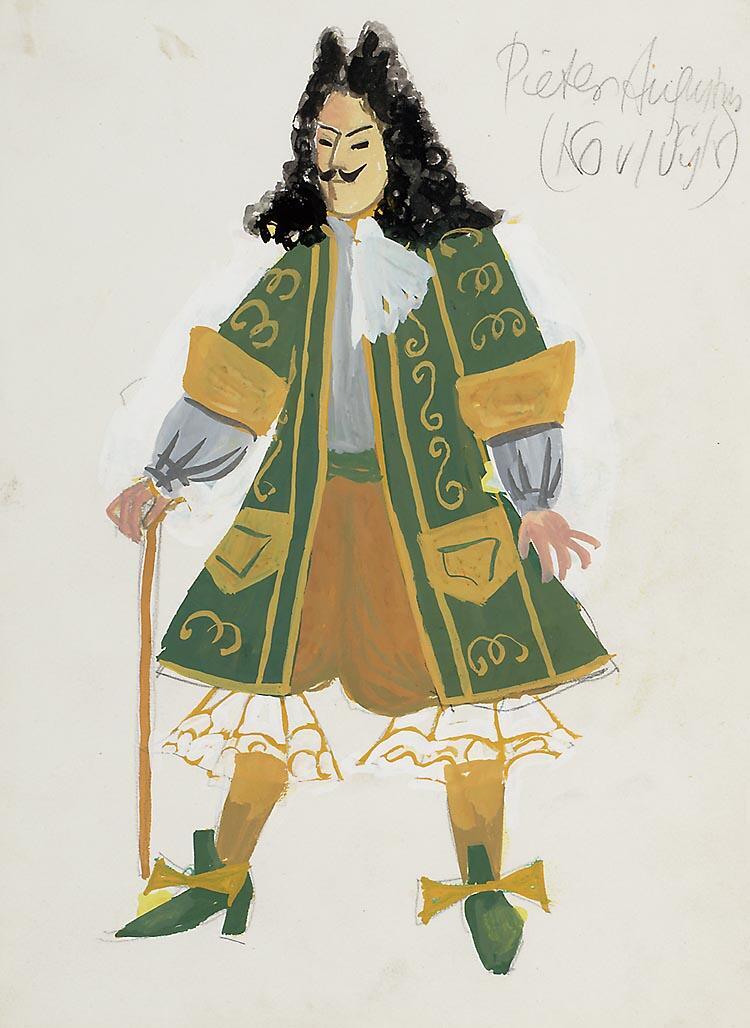 Kostuumontwerp voor Ko van Dijk als Pieter Augustus in Goudenarm