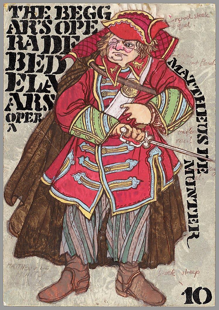 Kostuumontwerp voor Mattheus de Munter uit The Beggar's Opera