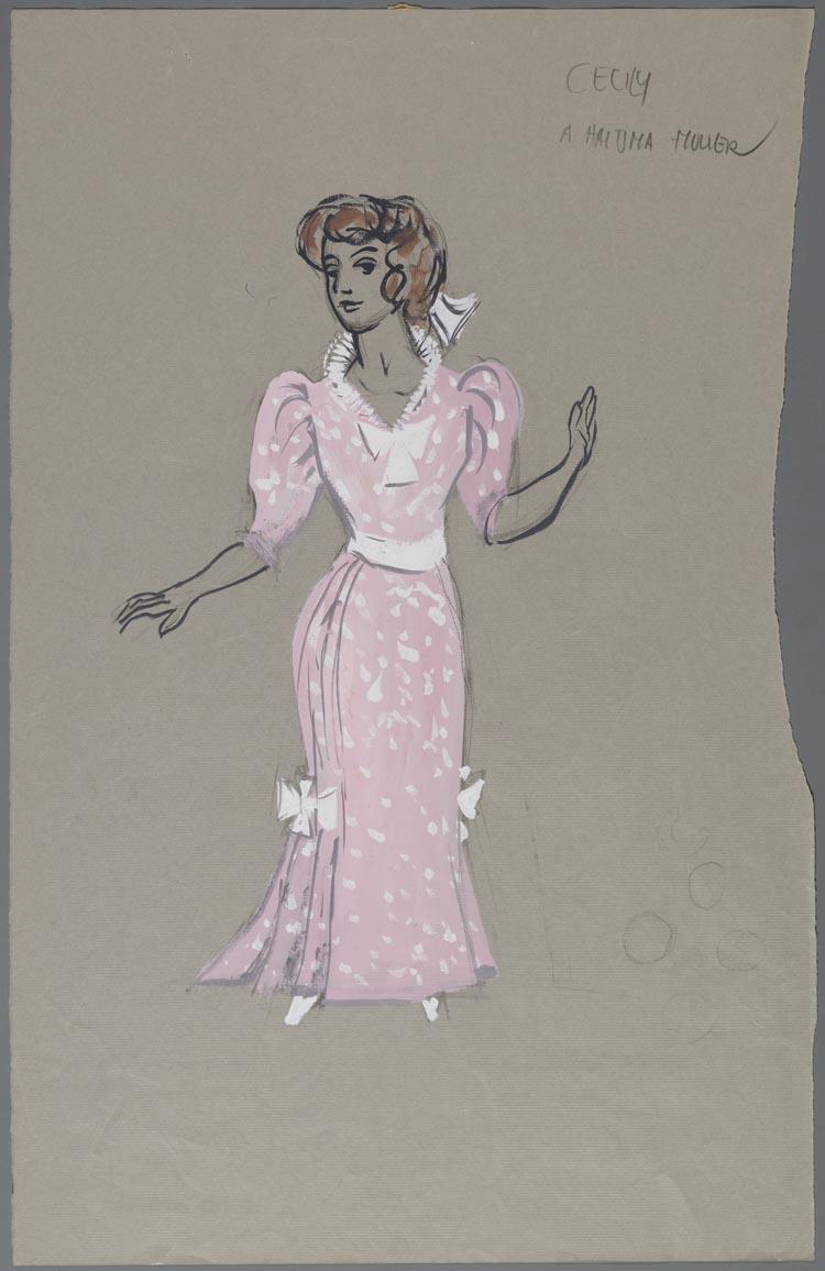 Kostuumontwerp voor Cecily uit De ernst van Ernst (Oscar Wilde)