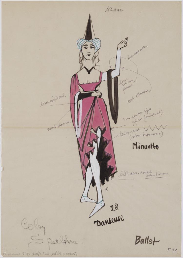 Kostuumontwerp voor een danseres uit François Villon