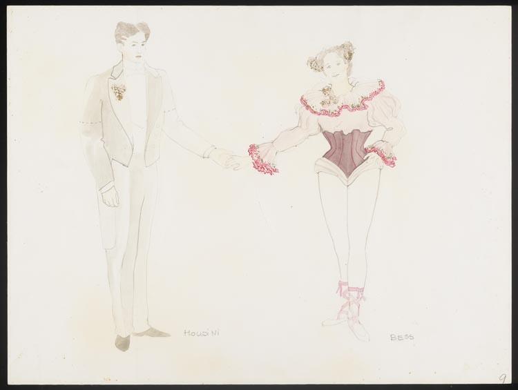 Kostuumontwerp voor Jerold Norman als Houdini en Jennie Veeninga als Bess in Houdini