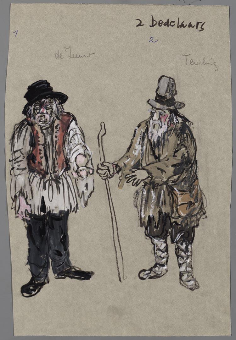 Kostuumontwerp voor twee bedelaars uit Raskolnikoff (Heinrich Sutermeister)