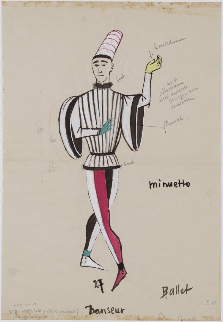 Kostuumontwerp voor een danser uit François Villon